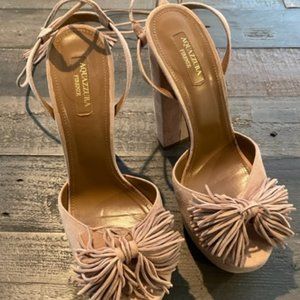 Aquazzura Pink Suede Platform Heels